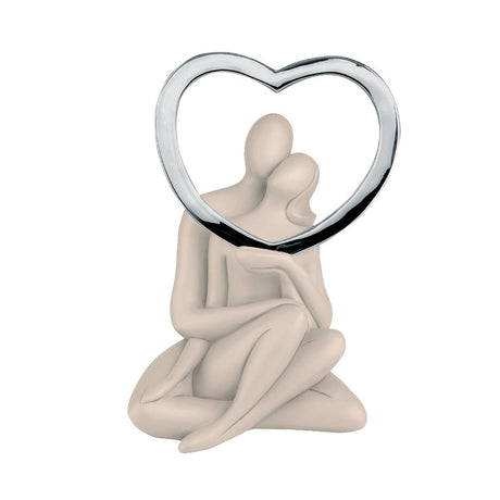 Scultura innamorati Bongelli Preziosi in marmorino color nocciola 27 cm