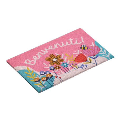 Zerbino entrata Brandani in fibra di cocco con decoro floreale 45x75 cm