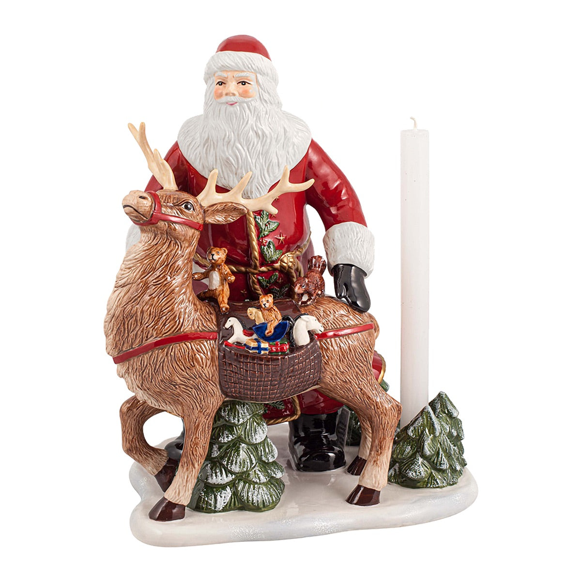 Statuina Babbo Natale con cervo Villeroy & Boch in porcellana 35 cm