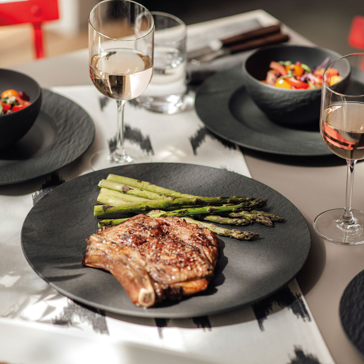 VILLEROY &amp; BOCH Manufacture Rock Set 6 Pieces Pizza Plate 32cm Black