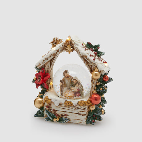 Palla di neve Natività EDG con luci LED decorazione natalizia 15x14 cm