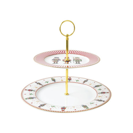 Alzata tortiera Nutcracker Easy Life in porcellana a due piani 19 e 27 cm