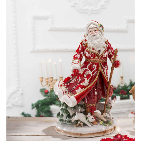 Statuina Babbo Natale Fitz and Floyd in porcellana dipinta a mano 47 cm