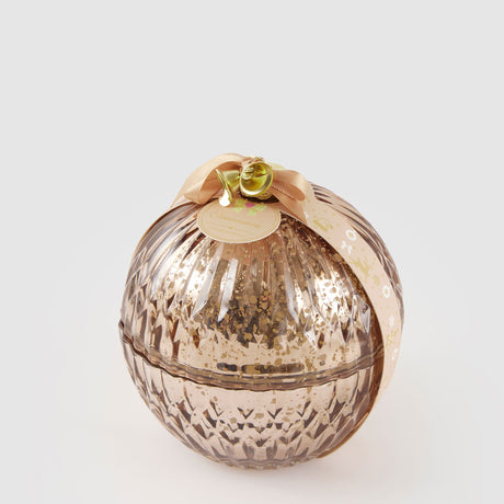 Candela profumata sfera EDG in cera color champagne diametro 13 cm
