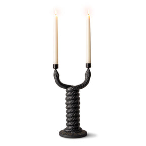 Candelabro Snakes Lladrò in porcellana nera opaca 32x17 cm
