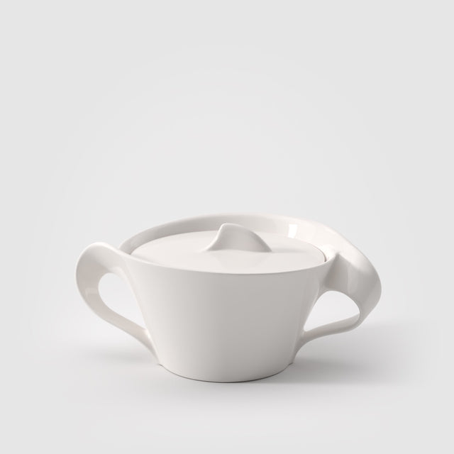 Zuccheriera NewWave Villeroy & Boch in porcellana bianca dal design asimmetrico