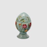 Candela Uovo di Pasqua EDG in ceramica verde con decori floreali 17 cm