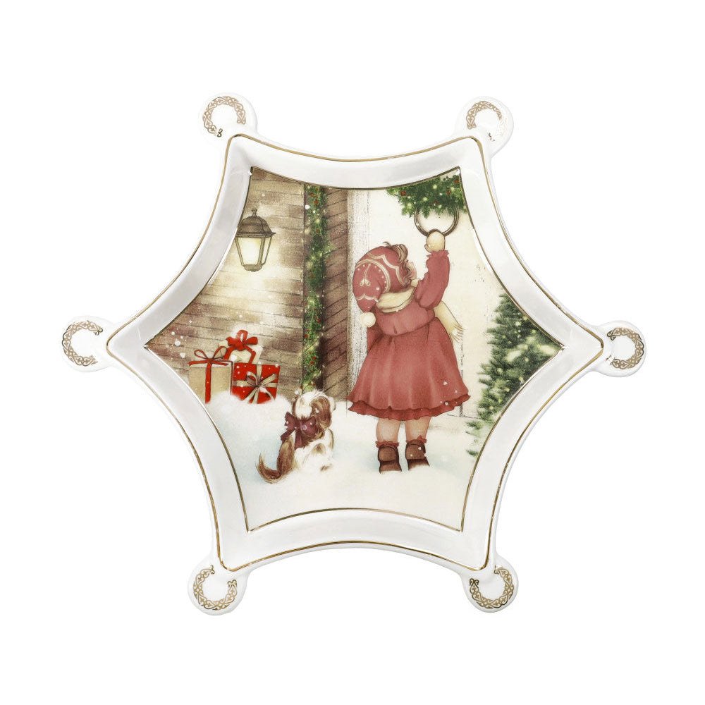 Vassoietto Cuccioli Brandani in porcellana decoro bambina 20x20 cm