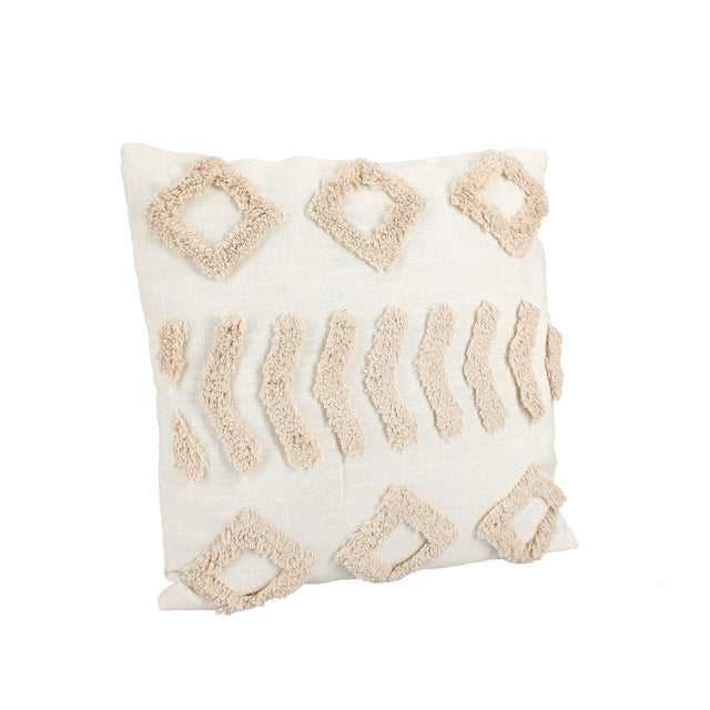 Cuscino Fluffy Bizzotto in cotone con design in rilievo bianco e avorio 45x45