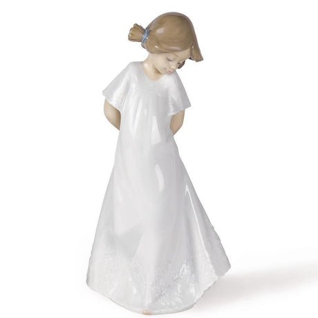 Statuina So Shy NAO in porcellana decorata a mano 20x11 cm