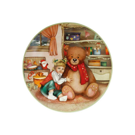 Piatto Cuccioli Bimba Orsetto Brandani in porcellana decorata 30 cm