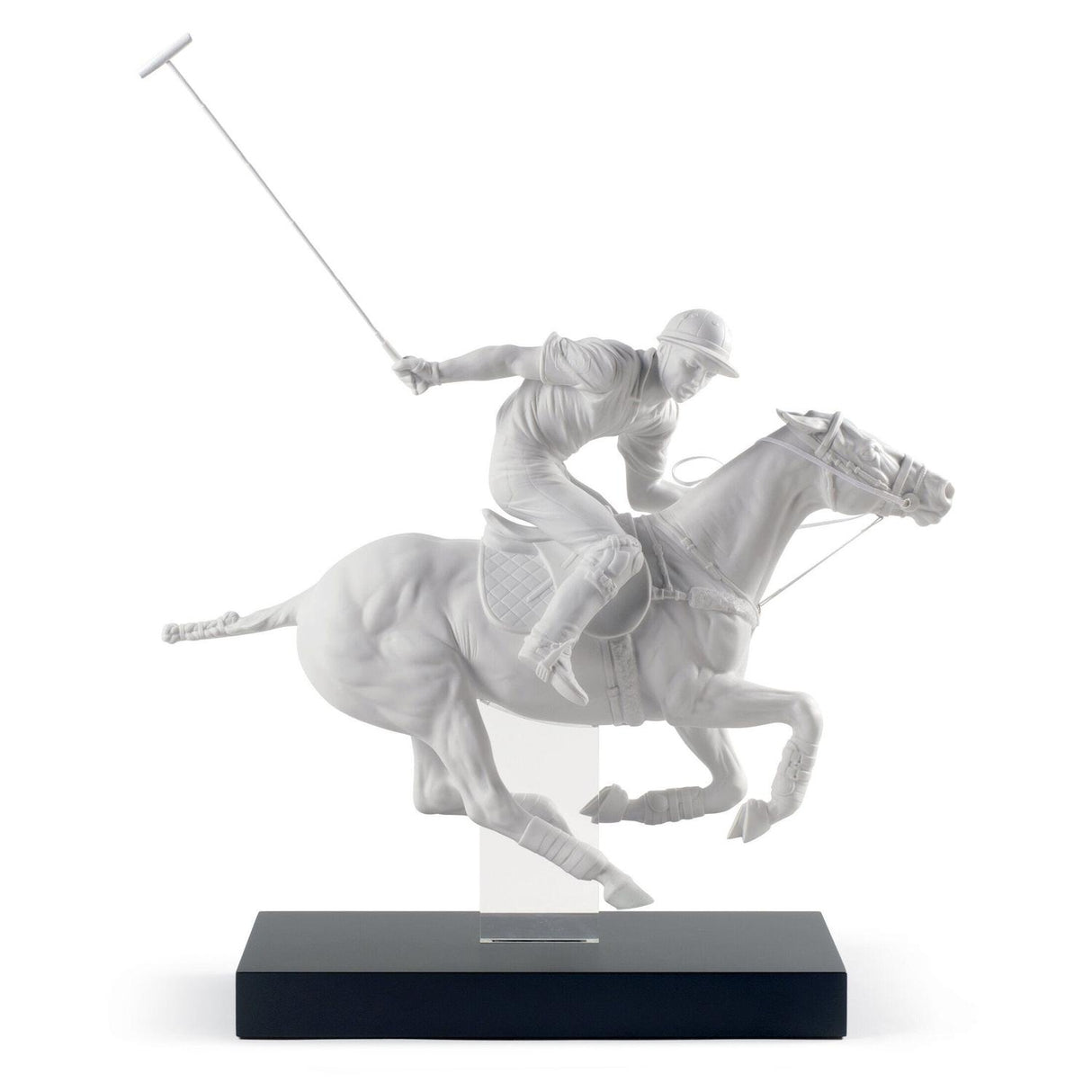 Scultura Giocatore di Polo Lladrò in porcellana dinamica 61x50 cm