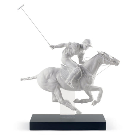 Scultura Giocatore di Polo Lladrò in porcellana dinamica 61x50 cm