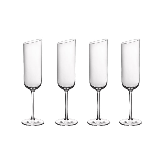 Set 4 flute spumante Villeroy & Boch NewMoon in cristallo asimmetrico