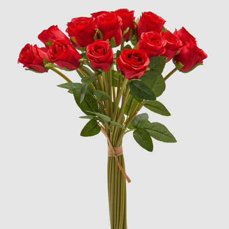 Mazzo 18 rose artificiali EDG in tessuto rosso 40 cm