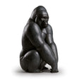 Scultura Gorilla Lladrò in gres nero opaco 36x22 cm