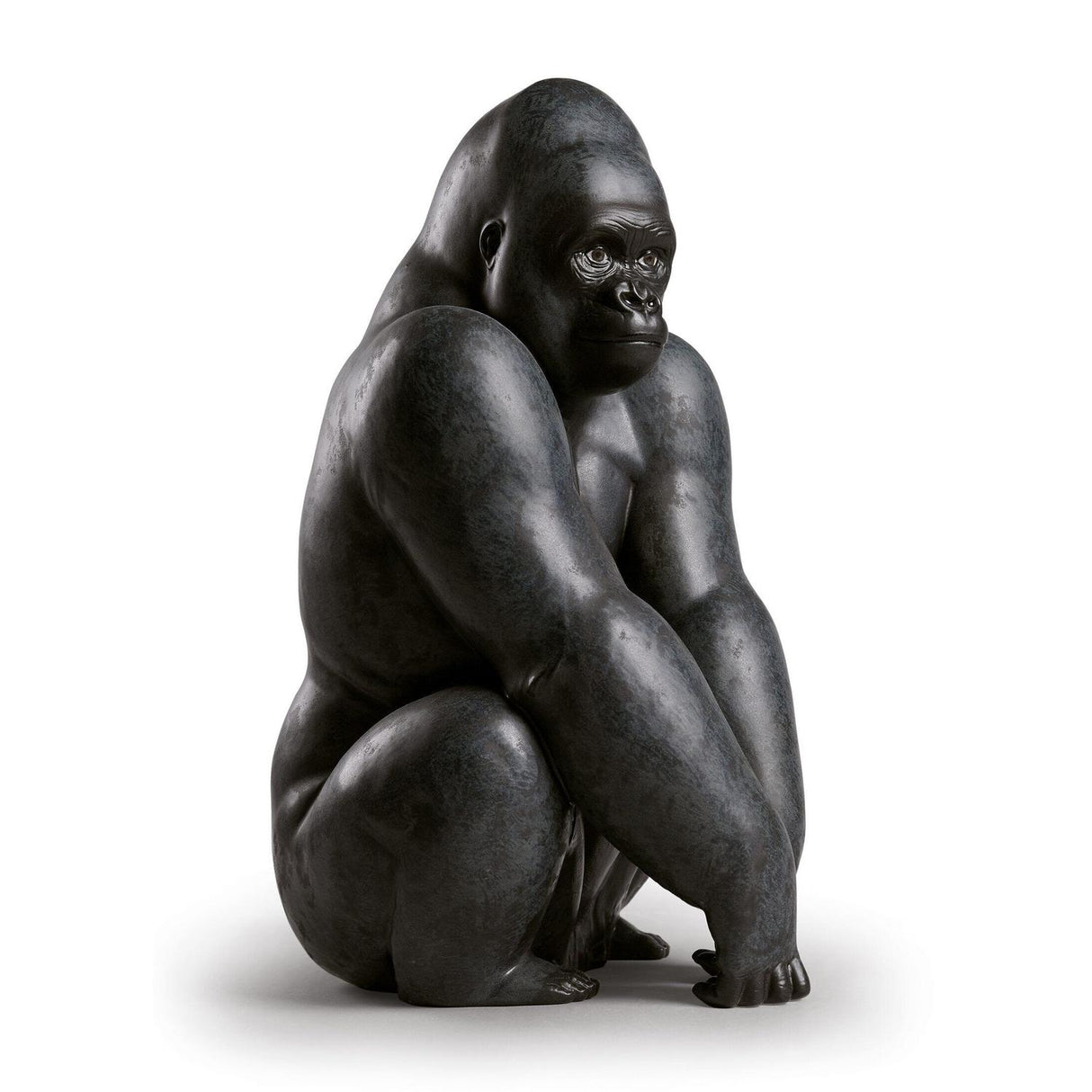 Scultura Gorilla Lladrò in gres nero opaco 36x22 cm