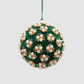 Pallina di Natale Elizabeth EDG in velluto verde smeraldo 10 cm