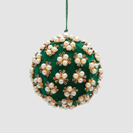 Pallina di Natale Elizabeth EDG in velluto verde smeraldo 10 cm