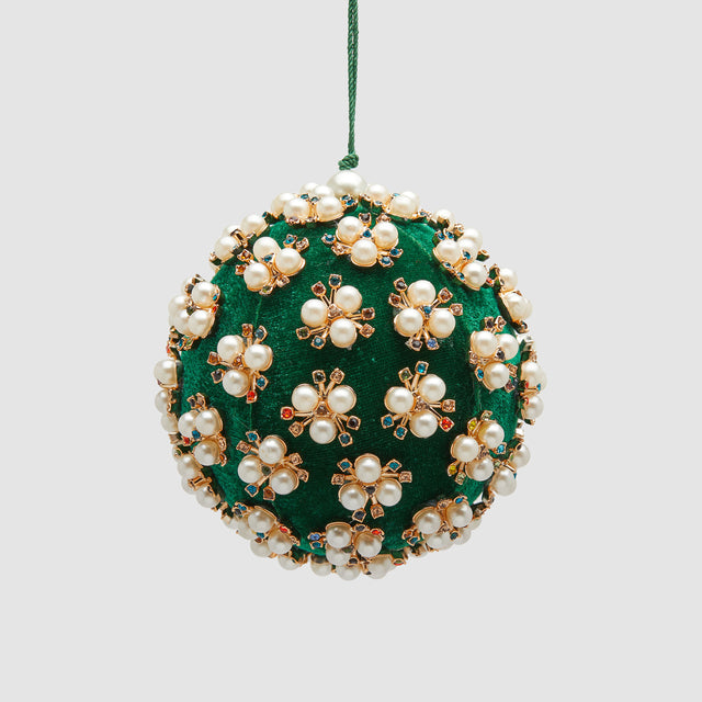 Pallina di Natale Elizabeth EDG in velluto verde smeraldo 10 cm