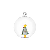Pallina di Natale Ichendorf in vetro borosilicato con albero verde 8 cm