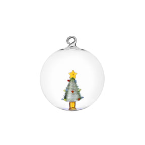 Pallina di Natale Ichendorf in vetro borosilicato con albero verde 8 cm