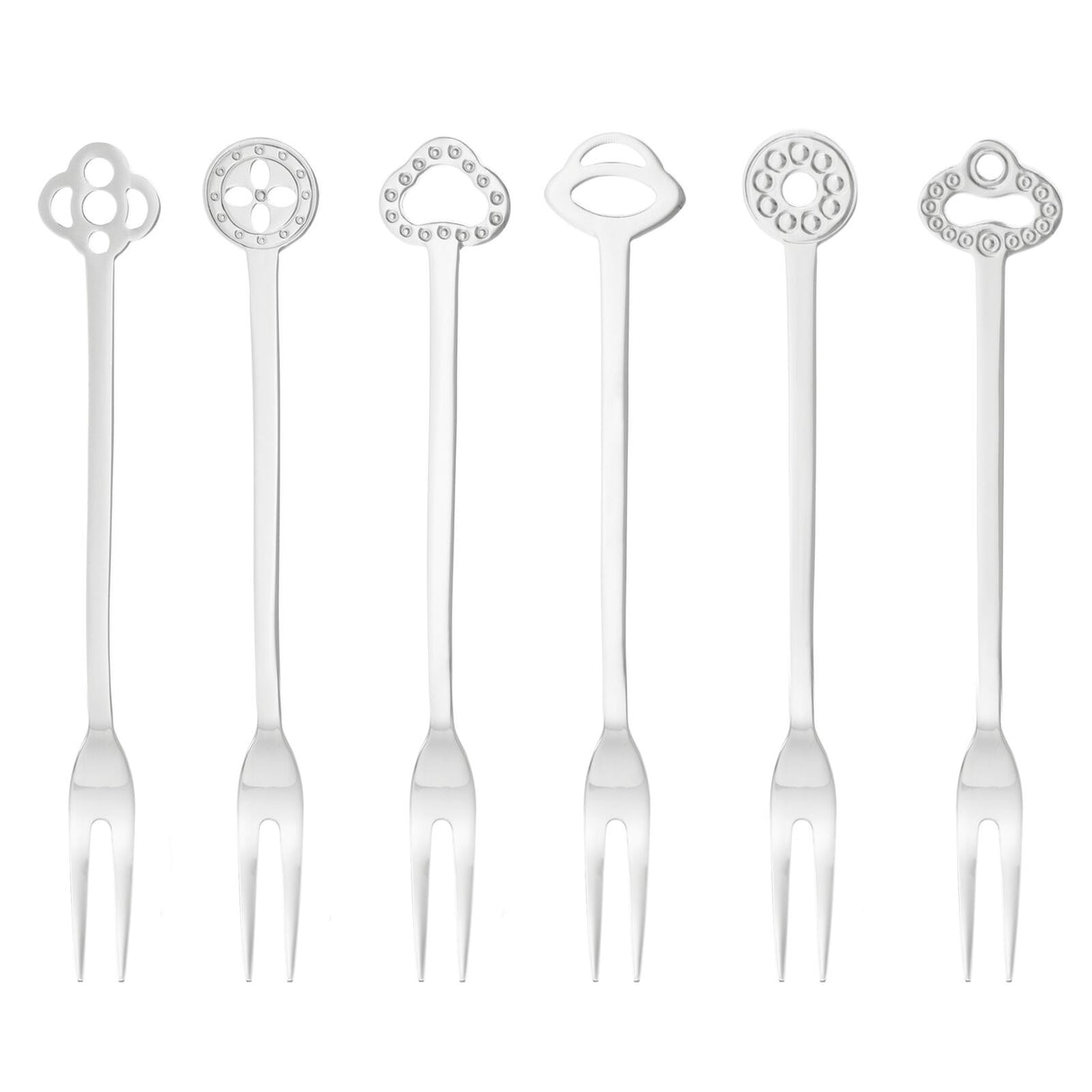 Set 6 forchette dessert Party Oriental Sambonet in acciaio inox decorato