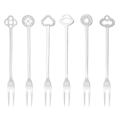 Set 6 forchette dessert Party Oriental Sambonet in acciaio inox decorato