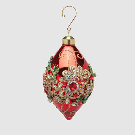 Pendaglio Flower EDG in vetro rosso con decori dorati 13 cm