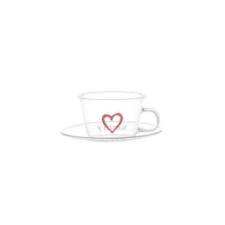 Set 2 tazze caffè Simple Day in vetro borosilicato con decori bianchi
