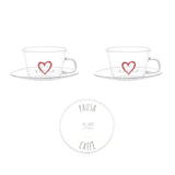 SIMPLE DAY Coffee Cup with Saucer Set 2 Pieces Coffee Break 100ml Glass