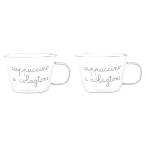 Set 2 tazze tè Simple Day in vetro borosilicato trasparente 280 ml