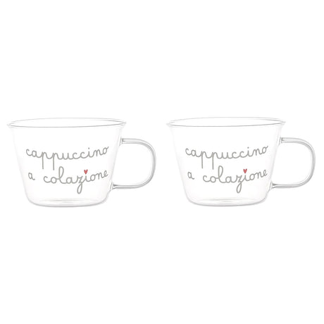 Set 2 tazze tè Simple Day in vetro borosilicato trasparente 280 ml