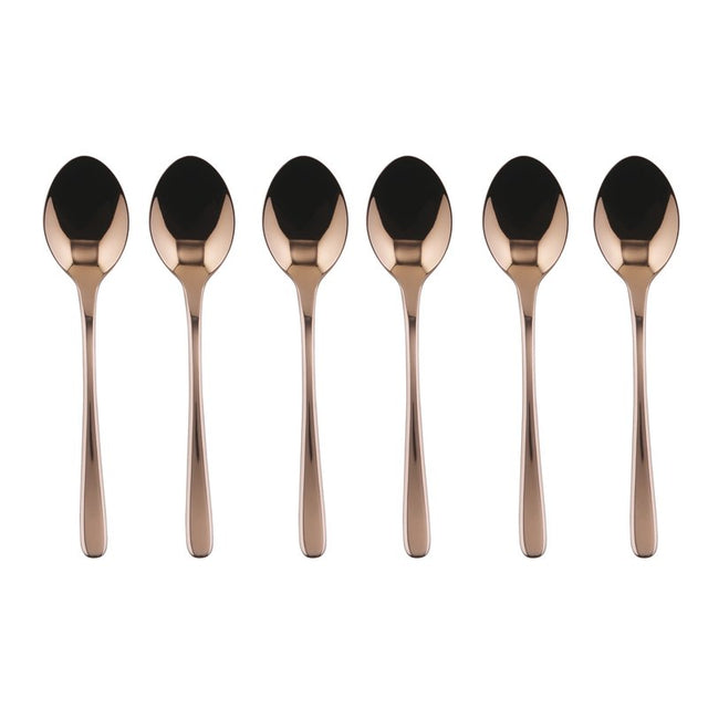 Set 6 cucchiaini moka Sambonet in acciaio inox finitura rame 12 cm