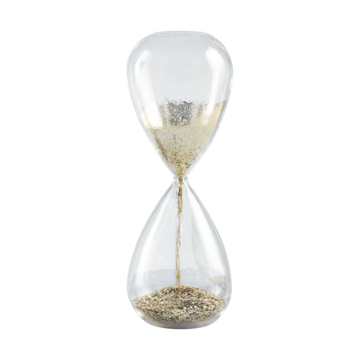 Clessidra Mascagni Casa in cristallo con sabbia oro glitter 26 cm