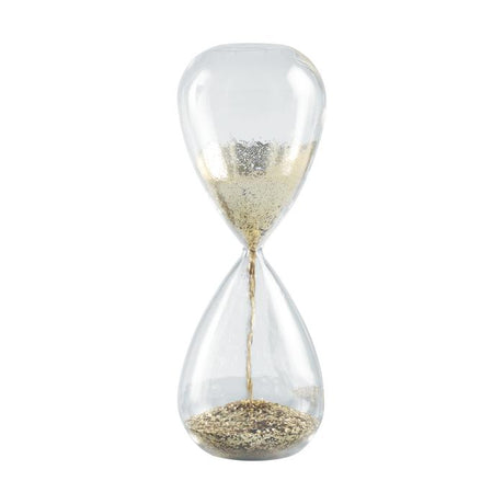 Clessidra Mascagni Casa in cristallo con sabbia oro glitter 26 cm