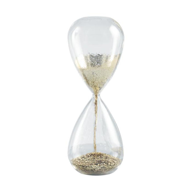 Clessidra Mascagni Casa in cristallo con sabbia oro glitter 26 cm