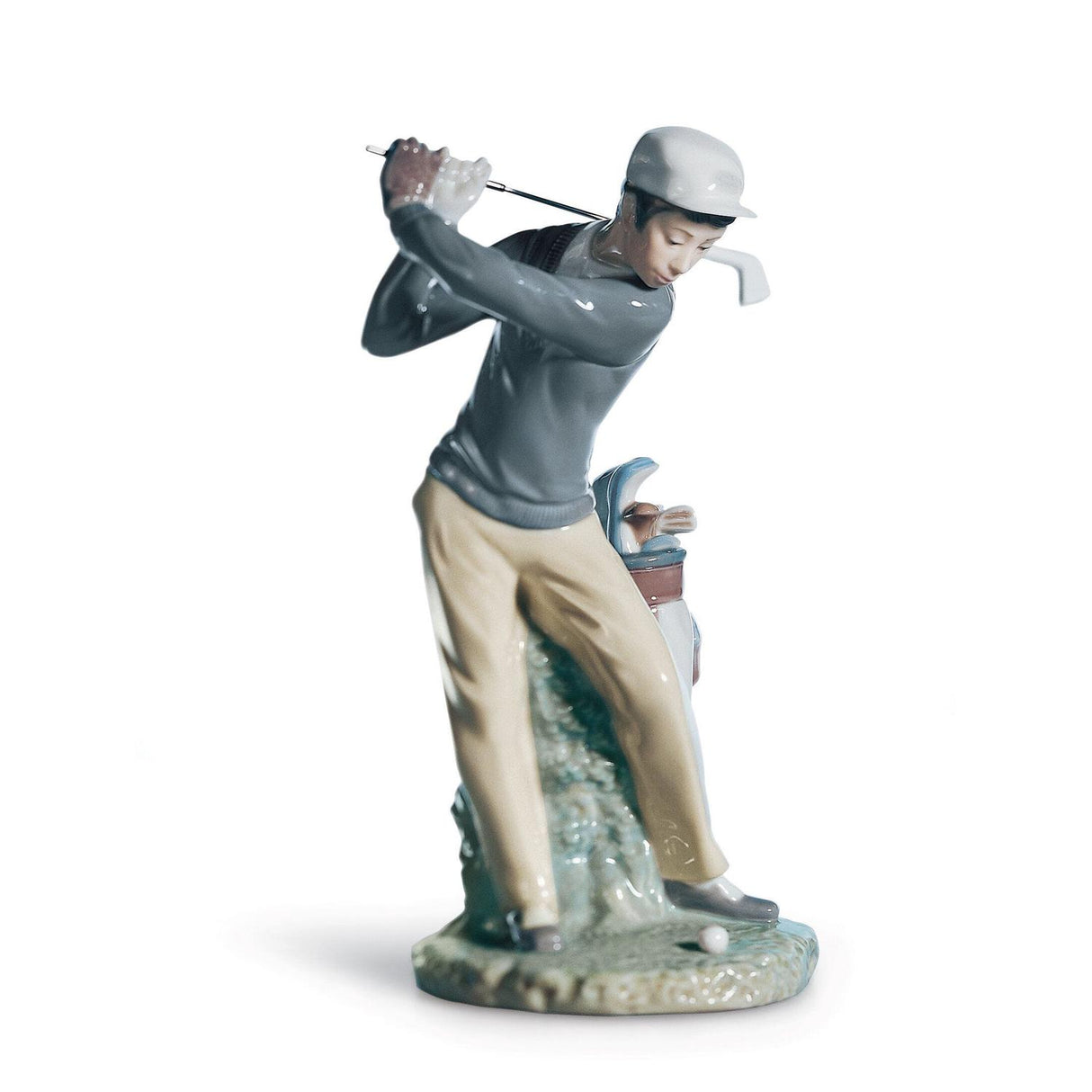 Statuina Giocatore di Golf Lladrò in porcellana lucida 27x13 cm