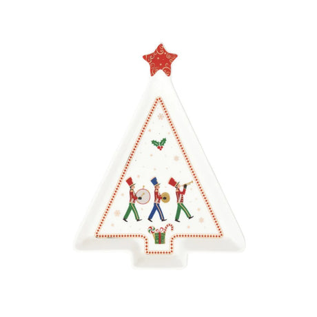 Piatto a forma di abete Easy Life in porcellana decorata 21x16 cm