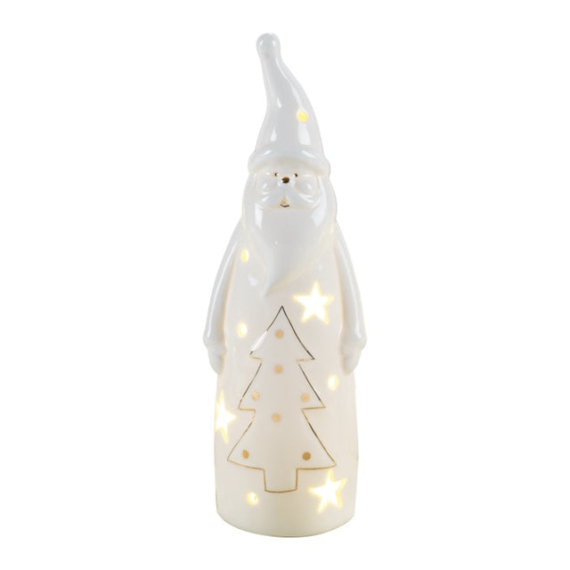Babbo Natale Mascagni Casa in porcellana bianca con LED 26 cm