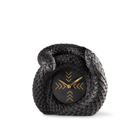 Orologio Snakes Lladrò in porcellana nera opaca 21x22 cm