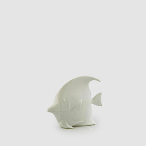 Pesce disco EDG in ceramica bianca 15x19 cm