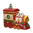 Barattolo Treno di Natale Brandani in ceramica rossa 30x28 cm