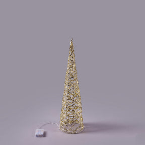 Albero LED a cono EDG in metallo oro intrecciato 60x16 cm 30 led