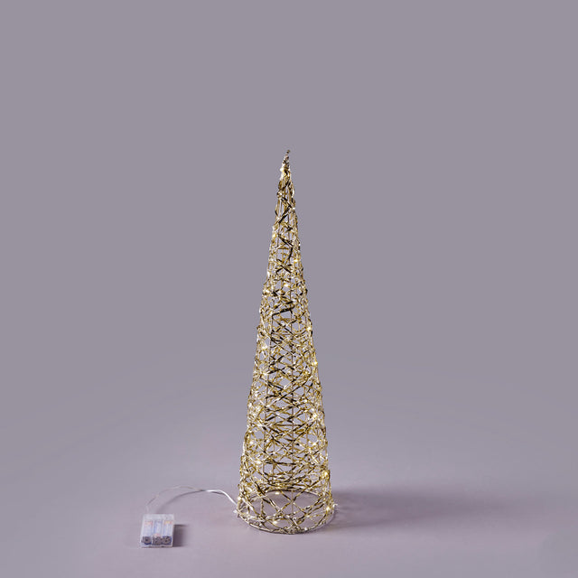 Albero LED a cono EDG in metallo oro intrecciato 60x16 cm 30 led