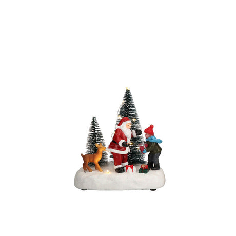 Villaggio di Natale Timstor in plastica innevato con luci LED 14 cm