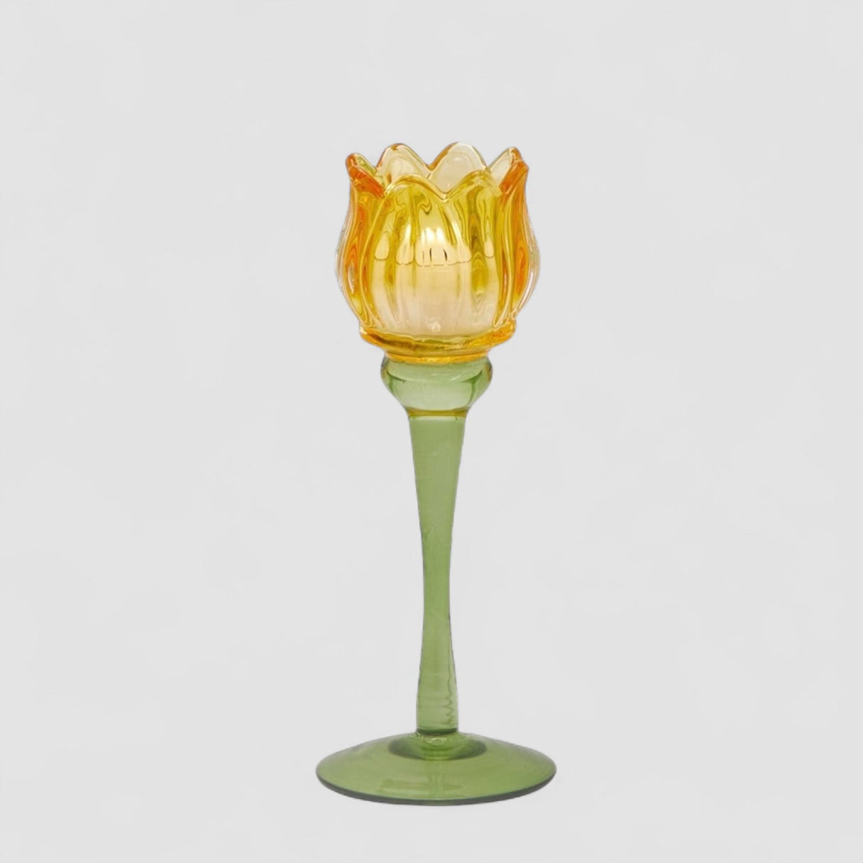 Portacandela Tulipano EDG in vetro giallo altezza 22 cm
