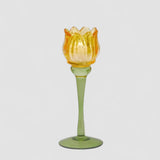 Portacandela Tulipano EDG in vetro giallo altezza 22 cm
