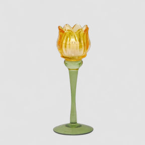 Portacandela Tulipano EDG in vetro giallo altezza 22 cm