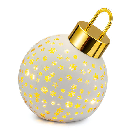 Palla di Natale Palais Royal in vetro bianco con luci LED 20 cm